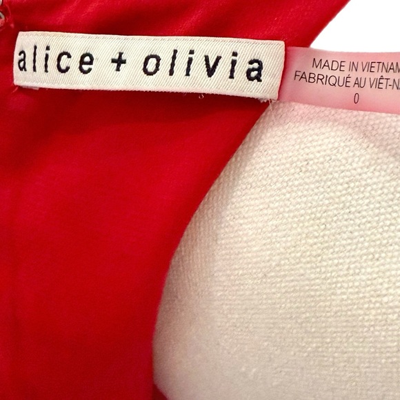EUC Alice + Olivia Coley Faux Leather Vibrant Red Mini Dress Size 0 - Picture 7 of 8